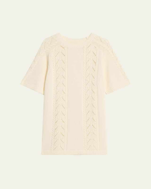 Arman Cable & Pointelle-Knit Mini Sweater Dress